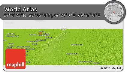 Physical Panoramic Map of the Area around 27° 19' 44" N, 68° 55' 30" E