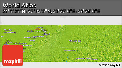 Physical Panoramic Map of the Area around 27° 19' 44" N, 68° 55' 30" E