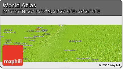 Physical Panoramic Map of the Area around 27° 19' 44" N, 68° 55' 30" E