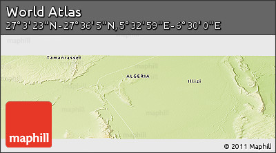 Physical Panoramic Map of the Area around 27° 19' 44" N, 6° 1' 30" E