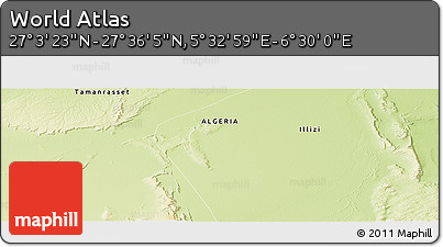Physical Panoramic Map of the Area around 27° 19' 44" N, 6° 1' 30" E