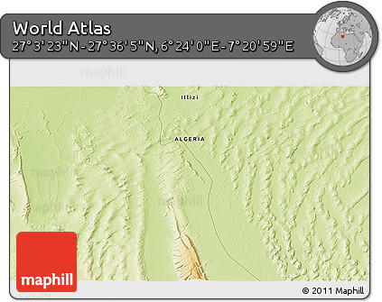 Physical 3D Map of the Area around 27° 19' 44" N, 6° 52' 30" E