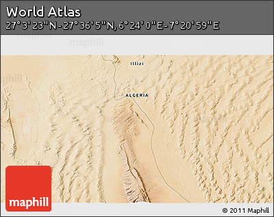 Satellite 3D Map of the Area around 27° 19' 44" N, 6° 52' 30" E
