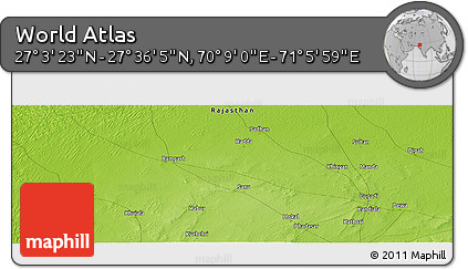 Physical Panoramic Map of the Area around 27° 19' 44" N, 70° 37' 30" E