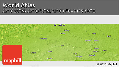 Physical Panoramic Map of the Area around 27° 19' 44" N, 70° 37' 30" E