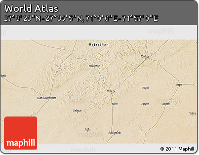 Satellite 3D Map of the Area around 27° 19' 44" N, 71° 28' 29" E