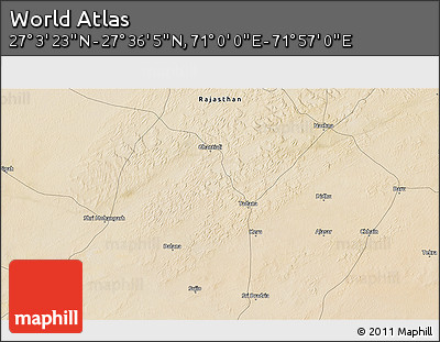 Satellite 3D Map of the Area around 27° 19' 44" N, 71° 28' 29" E