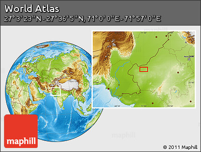 Physical Location Map of the Area around 27° 19' 44" N, 71° 28' 29" E