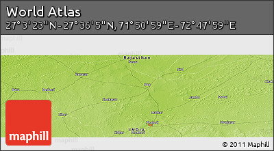 Physical Panoramic Map of the Area around 27° 19' 44" N, 72° 19' 29" E