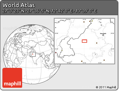 Blank Location Map of the Area around 27° 19' 44" N, 73° 10' 30" E