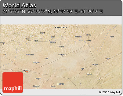 Satellite 3D Map of the Area around 27° 19' 44" N, 74° 1' 30" E