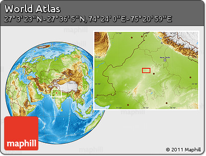 Physical Location Map of the Area around 27° 19' 44" N, 74° 52' 30" E