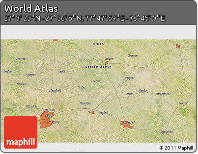 Satellite 3D Map of the Area around 27° 19' 44" N, 78° 16' 30" E