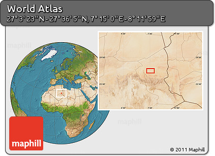 Satellite Location Map of the Area around 27° 19' 44" N, 7° 43' 29" E