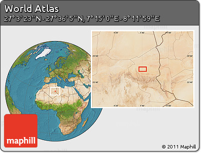 Satellite Location Map of the Area around 27° 19' 44" N, 7° 43' 29" E