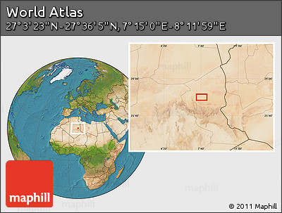Satellite Location Map of the Area around 27° 19' 44" N, 7° 43' 29" E