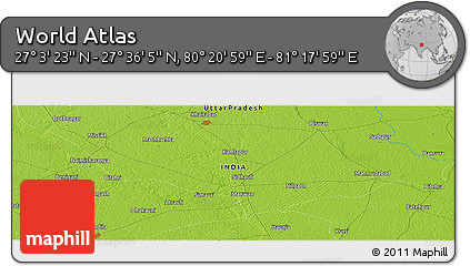 Physical Panoramic Map of the Area around 27° 19' 44" N, 80° 49' 29" E
