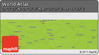 Physical Panoramic Map of the Area around 27° 19' 44" N, 80° 49' 29" E