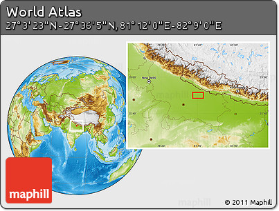 Physical Location Map of the Area around 27° 19' 44" N, 81° 40' 30" E