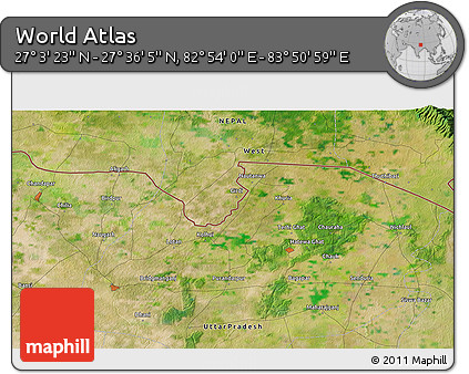 Satellite 3D Map of the Area around 27° 19' 44" N, 83° 22' 30" E