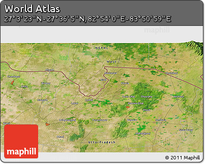 Satellite 3D Map of the Area around 27° 19' 44" N, 83° 22' 30" E
