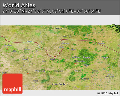Satellite 3D Map of the Area around 27° 19' 44" N, 83° 22' 30" E