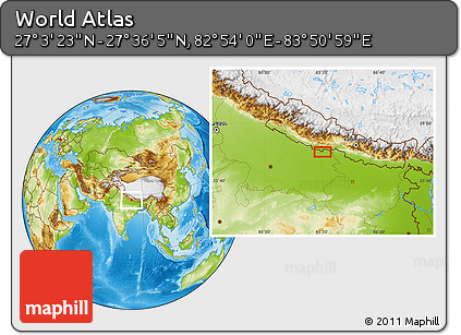 Physical Location Map of the Area around 27° 19' 44" N, 83° 22' 30" E