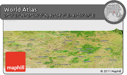Satellite Panoramic Map of the Area around 27° 19' 44" N, 83° 22' 30" E