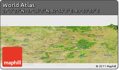 Satellite Panoramic Map of the Area around 27° 19' 44" N, 83° 22' 30" E