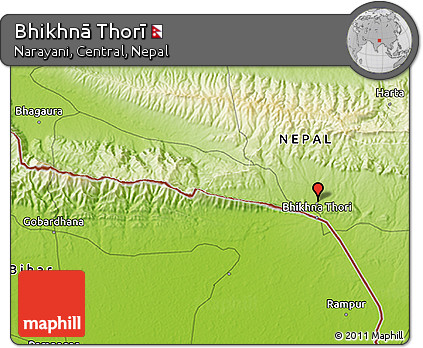 Physical 3D Map of Bhikhnā Thorī