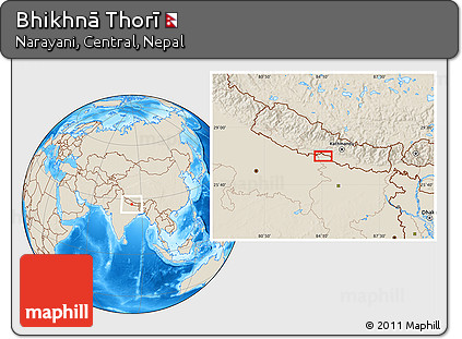Shaded Relief Location Map of Bhikhnā Thorī