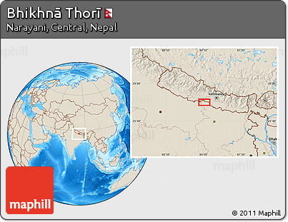 Shaded Relief Location Map of Bhikhnā Thorī