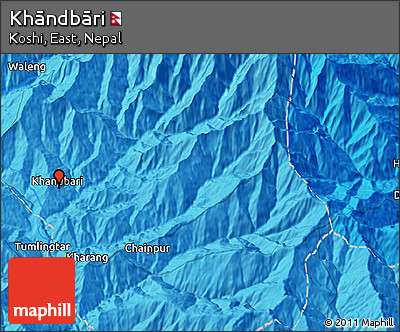 Political 3D Map of Khāndbāri