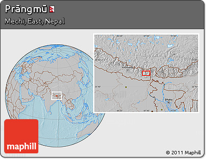 Gray Location Map of Prāngmū, hill shading