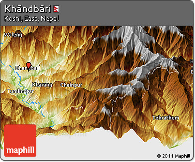 Physical Panoramic Map of Khāndbāri