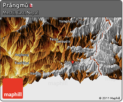 Physical Panoramic Map of Prāngmū