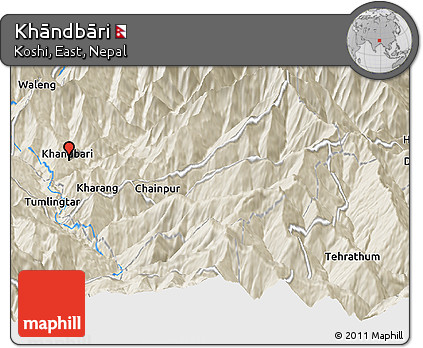 Shaded Relief Panoramic Map of Khāndbāri