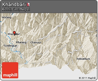 Shaded Relief Panoramic Map of Khāndbāri