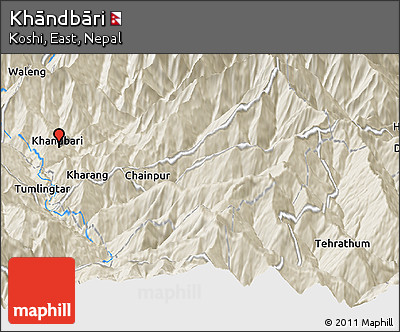 Shaded Relief Panoramic Map of Khāndbāri
