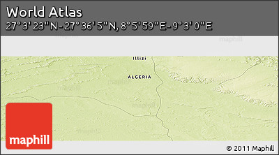 Physical Panoramic Map of the Area around 27° 19' 44" N, 8° 34' 29" E