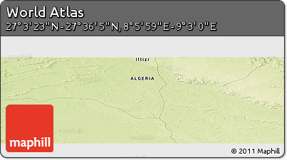 Physical Panoramic Map of the Area around 27° 19' 44" N, 8° 34' 29" E