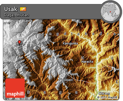 Physical Map of Usak