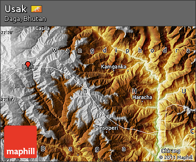 Physical Map of Usak