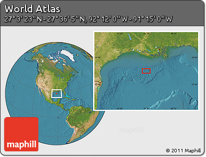 Satellite Location Map of the Area around 27° 19' 44" N, 91° 43' 29" W