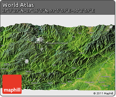 Satellite 3D Map of the Area around 27° 19' 44" N, 93° 34' 29" E