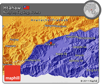 Political 3D Map of Htāhaw