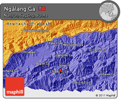 Political 3D Map of Ngālang Ga