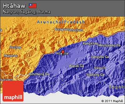 Political 3D Map of Htāhaw