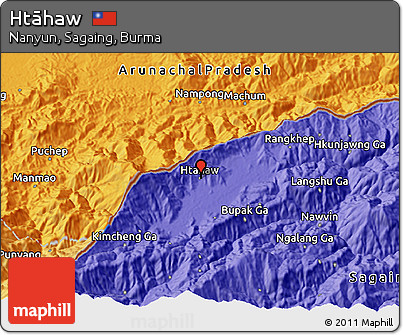 Political 3D Map of Htāhaw
