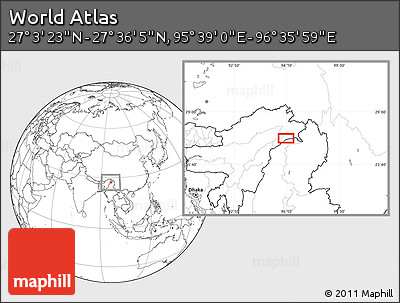 Blank Location Map of the Area around 27° 19' 44" N, 96° 7' 30" E